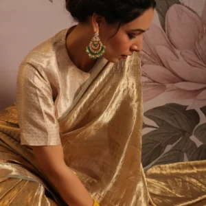 Butter Tan Brocade Tissue Silk Handwoven Varansi Saree