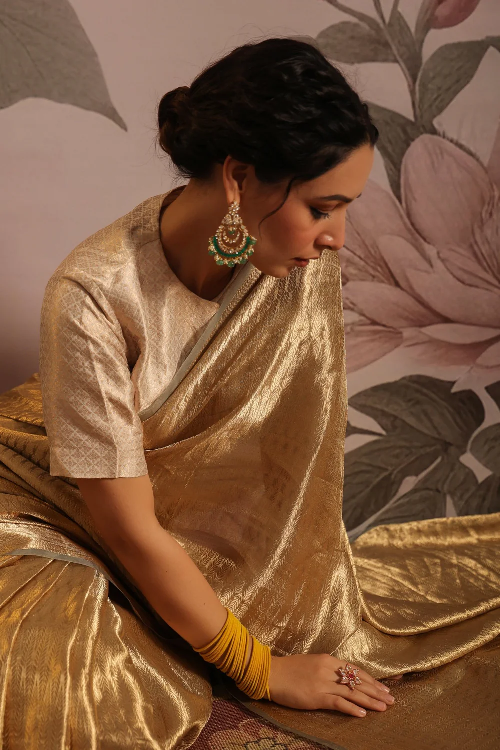 Butter Tan Brocade Tissue Silk Handwoven Varansi Saree